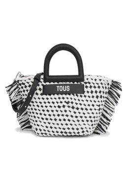 Bolso Tous capazo rafia mediano negro dora