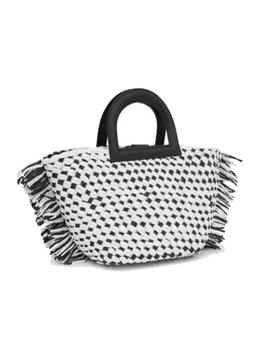 Bolso Tous capazo rafia mediano negro dora