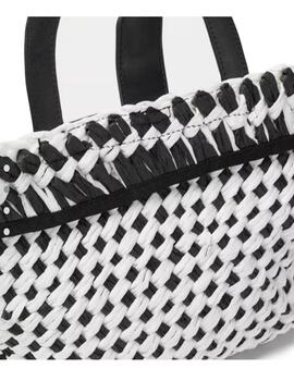 Bolso Tous capazo rafia mediano negro dora