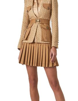 Falda Highly Preppy tableada camel