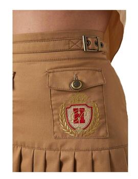 Falda Highly Preppy tableada camel