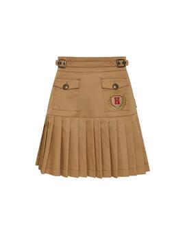 Falda Highly Preppy tableada camel