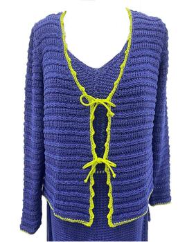Chaqueta Montoto con bodoques azulón y lima