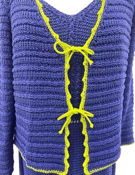 Chaqueta Montoto con bodoques azulón y lima