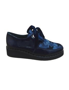 ZAPATO PIEL ESTRELLAS AZUL