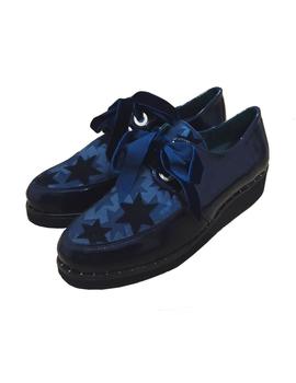 ZAPATO PIEL ESTRELLAS AZUL