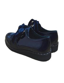 ZAPATO PIEL ESTRELLAS AZUL