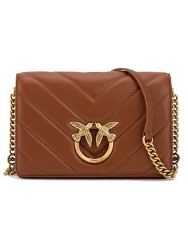 Bolso Pinko Love click classic big chevron cuero