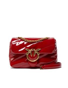 Bolso Pinko Love puff baby cl ecovernice rojo