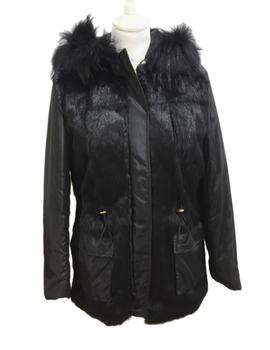 Parka combinada con pelo natural negra