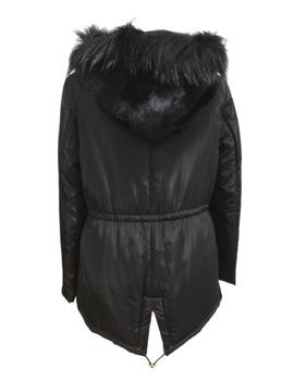 Parka combinada con pelo natural negra