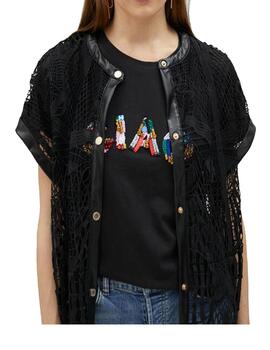 Camisa Lola Casademunt calada guipur negro