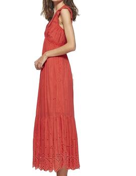 Vestido MDM largo con volante calado