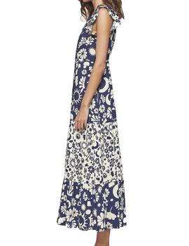 Vestido MDM largo estampado flores azul