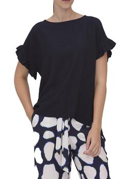 Blusa Scorzzo detalle volante azul marino