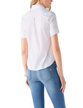Camisa Cristina Barros frunce en pecho manga corta
