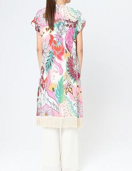 Kaftán Arggido estampado multicolor  flecos