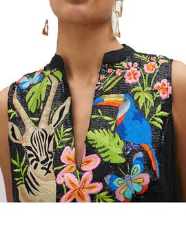 Vestido Lola Casademunt largo bordado en pechera
