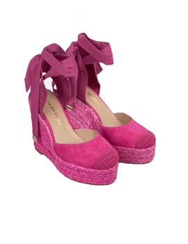 Zapatilla Alma en pena cuña entrelazada fucsia