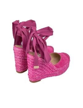 Zapatilla Alma en pena cuña entrelazada fucsia
