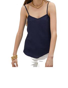 Top Lola Casademunt strass azul marino