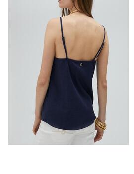 Top Lola Casademunt strass azul marino