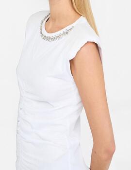 Camiseta Liu.jo Moda apliques cuello blanco