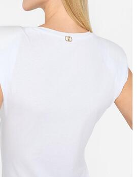 Camiseta Liu.jo Moda apliques cuello blanco