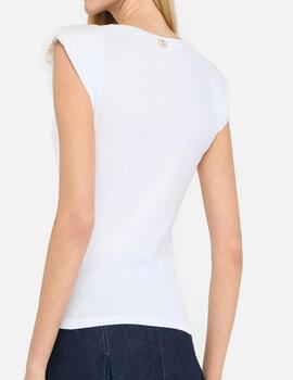 Camiseta Liu.jo Moda apliques cuello blanco