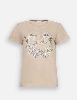Camiseta Liu.Jo dibujo corana y logo en lentejuela