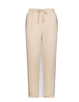 Pantalón Liu.Jo banda logotipada en strass beige