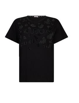 Camiseta Liu.Jo con piedras y logo negra