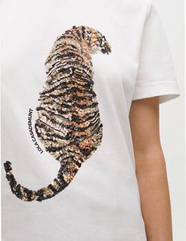 Camiseta Lola Casademunt tigre pedrería blanco