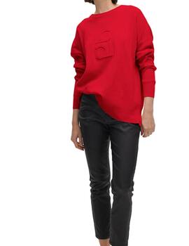 Jersey Lola Casademunt detalle en pechera rojo