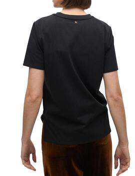 Camiseta Lola Casademunt tigre pedrería negro