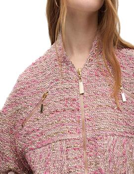 Cazadora Lola Casademunt bomber tweed rosa-gris