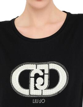 Camiseta Liu.Jo con logotipo en perlas negra