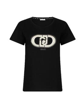 Camiseta Liu.Jo con logotipo en perlas negra