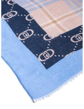 Pañuelo Liu Jo logos y cuadros azul