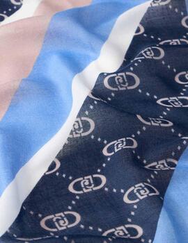 Pañuelo Liu Jo logos y cuadros azul