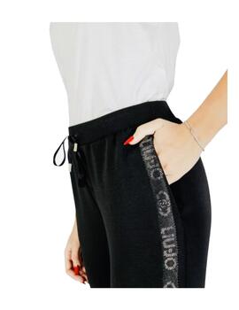 Pantalón Liu.Jo  banda logotipada en strass negro