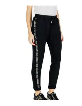 Pantalón Liu.Jo  banda logotipada en strass negro