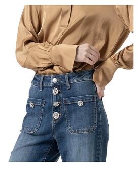 Pantalón Fracomina vaquero palazo botones joya
