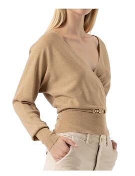 Jersey Fracomina lurex dorado aplique metal  logo