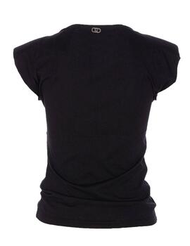Camiseta Liu.jo Moda apliques cuello negro