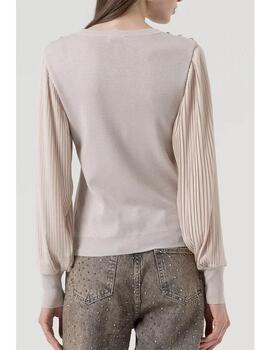 Jersey Fracomina lurex oro  mangas plisadas