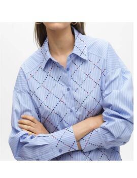 Camisa Lola Casademunt de rayas con strass azul