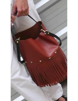 Bolso Mercules Bucket Fringes piel teja