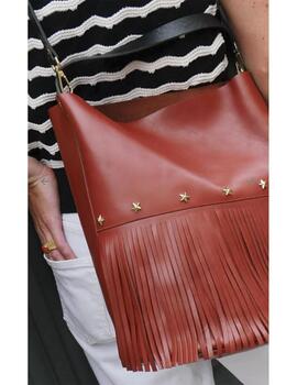 Bolso Mercules Bucket Fringes piel teja