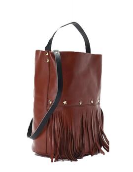 Bolso Mercules Bucket Fringes piel teja
